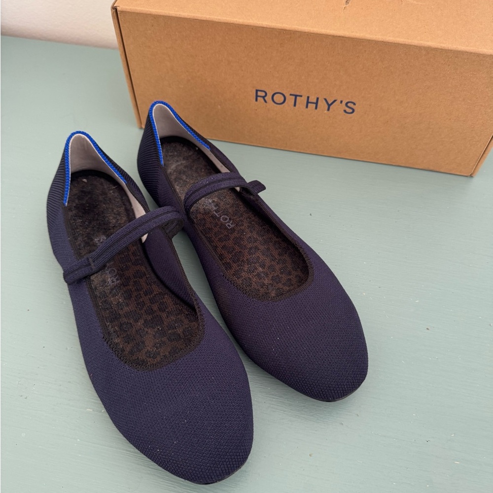 Rothy's Deep Blue Mary Jane Flats